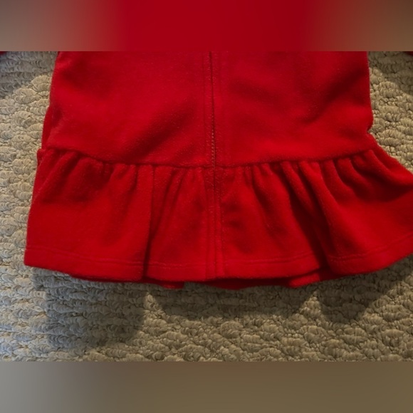 Carter’s | red fleece zip up coat with black and white bows| 12 mo - Picture 5 of 5